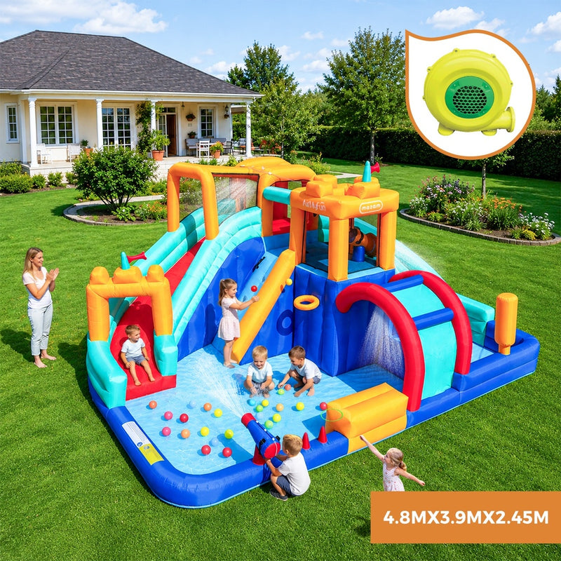 Airmyfun Inflatable Water Park Kids Giant Bouncy Castle Pool Slide
