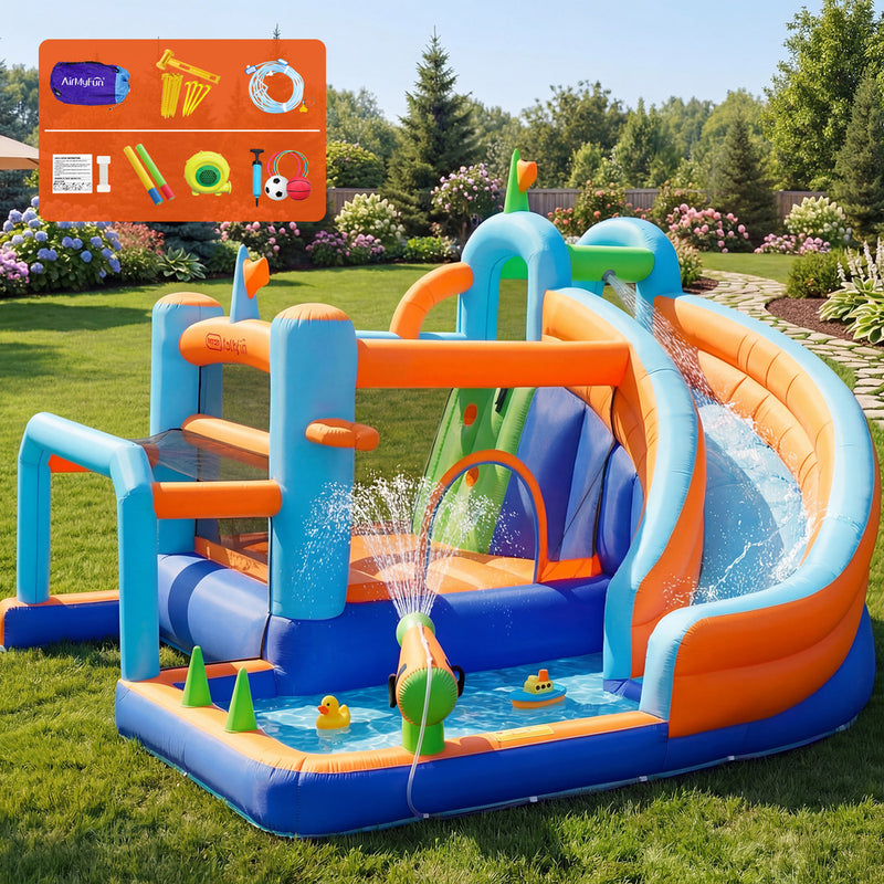 AirMyFun 9-IN-1 Inflatable Water Park with Soccer Goal Post