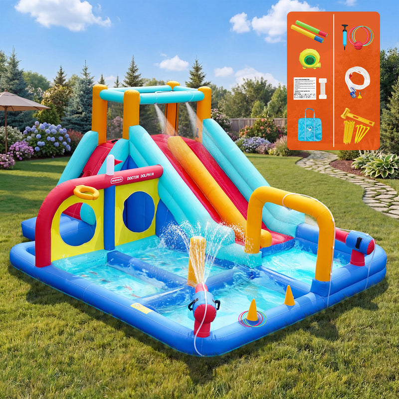 Doctor Dolphin 10-IN-1 Inflatable Water Park Dual Slides