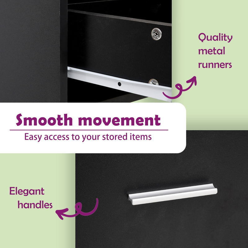 vidaXL Drawer Bottom Cabinet Lyon Black 30x46x81.5 cm Engineered Wood