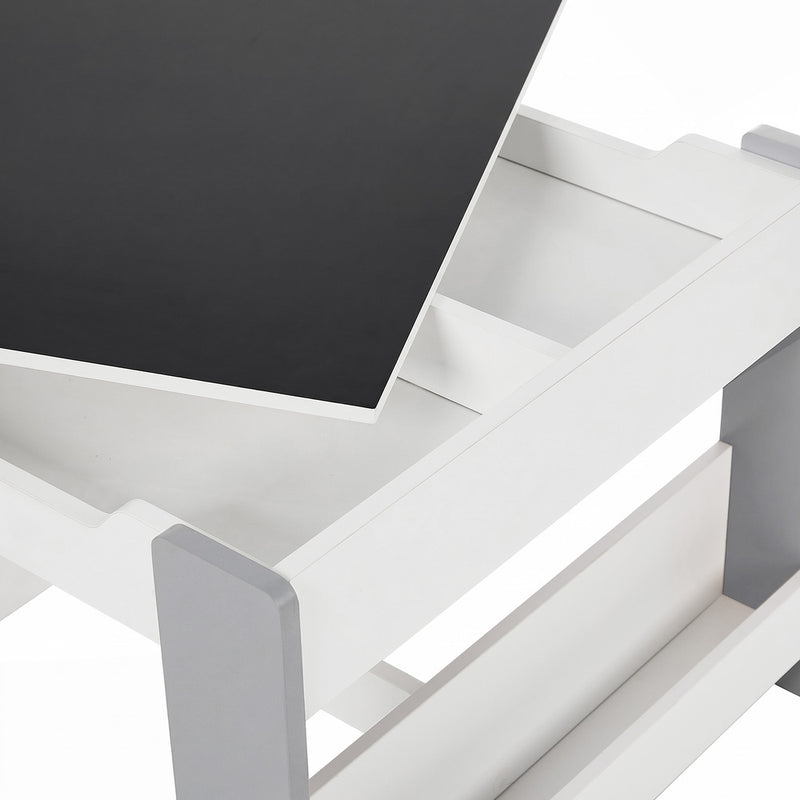 Oikiture Kids Chalkboard Table and Chairs Set with Storage Grey