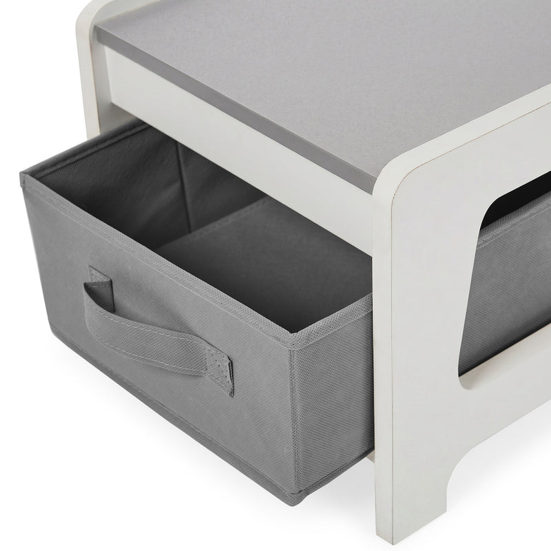 Oikiture Kids Chalkboard Table and Chairs Set with Storage Grey