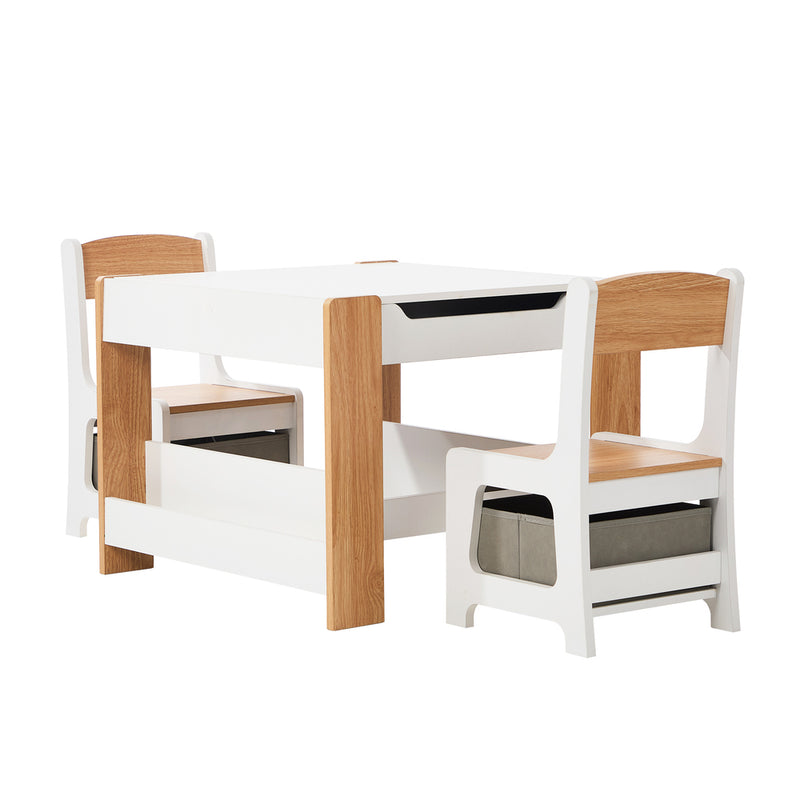 Oikiture Kids Table and Chairs Set Chalkboard Toys Storage Bookshelf