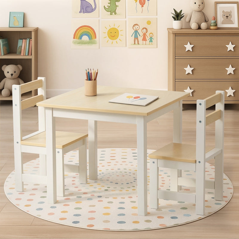 Oikiture Kids Table and Chairs Set Natural