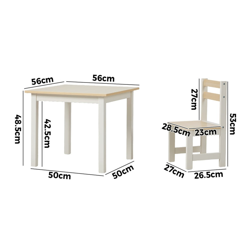 Oikiture Kids Table and Chairs Set Natural