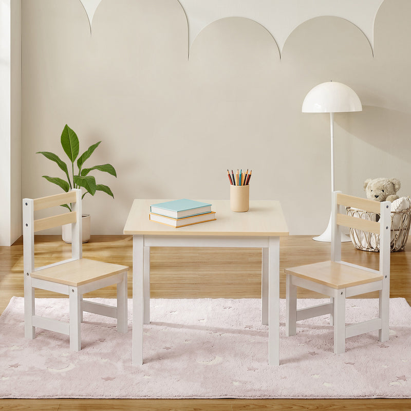 Oikiture Kids Table and Chairs Set Natural