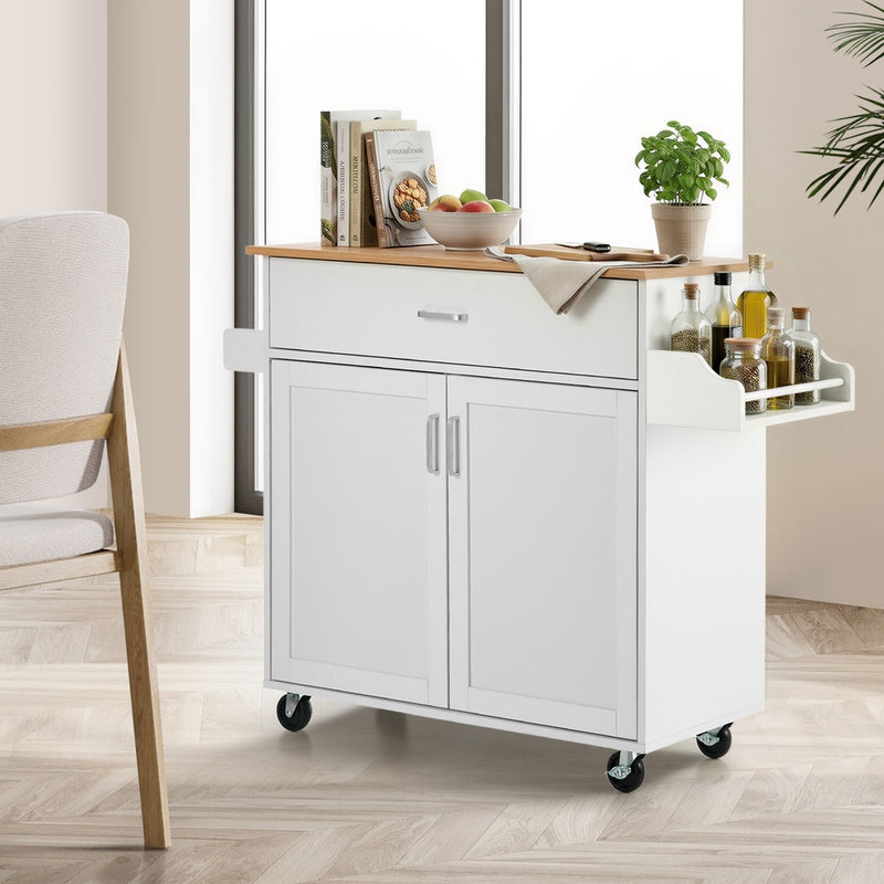 Oikiture Kitchen Trolley Rolling Storage Cart with Drawer & Towel Rack
