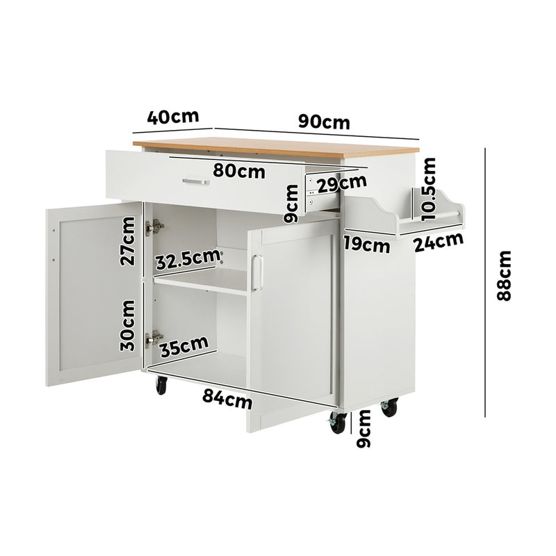 Oikiture Kitchen Trolley Rolling Storage Cart with Drawer & Towel Rack