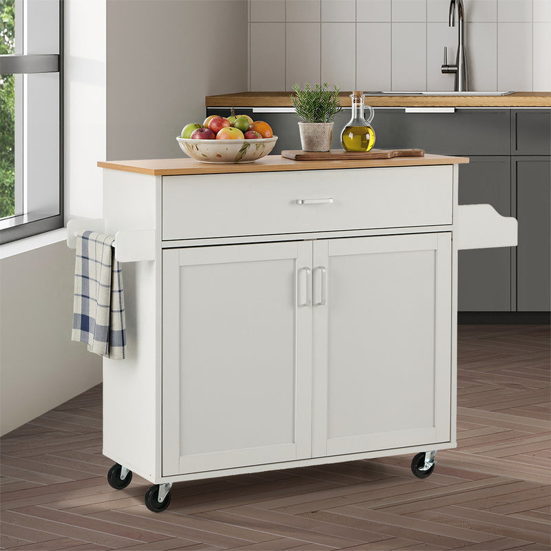 Oikiture Kitchen Trolley Rolling Storage Cart with Drawer & Towel Rack
