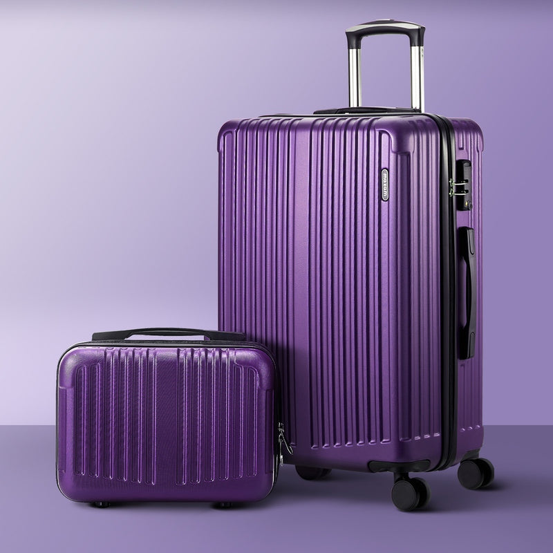 Mazam 3PCS Luggage Suitcase Trolley Set Travel TSA Lock Purple
