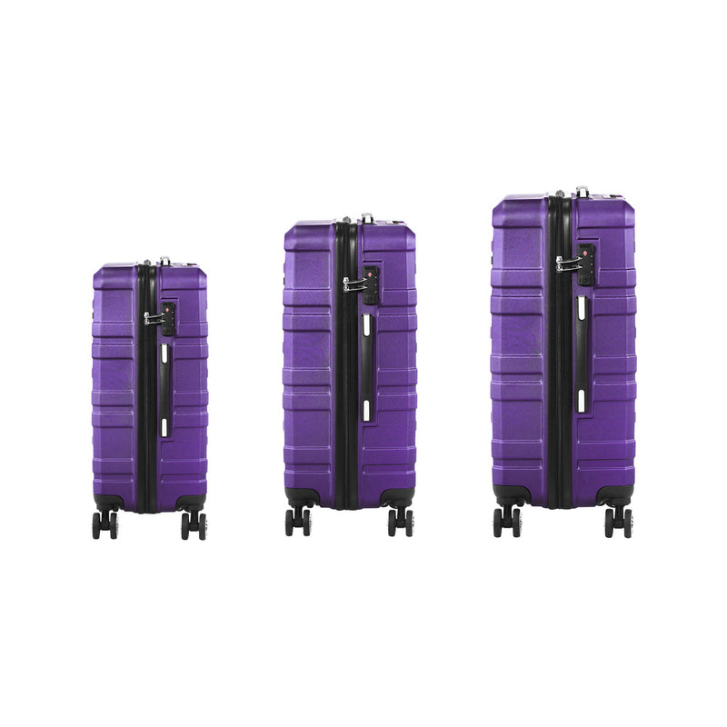 Mazam 3PCS Luggage Suitcase Trolley Set Travel TSA Lock Purple