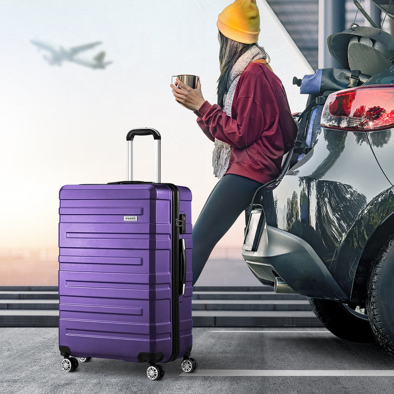 Mazam 3PCS Luggage Suitcase Trolley Set Travel TSA Lock Purple
