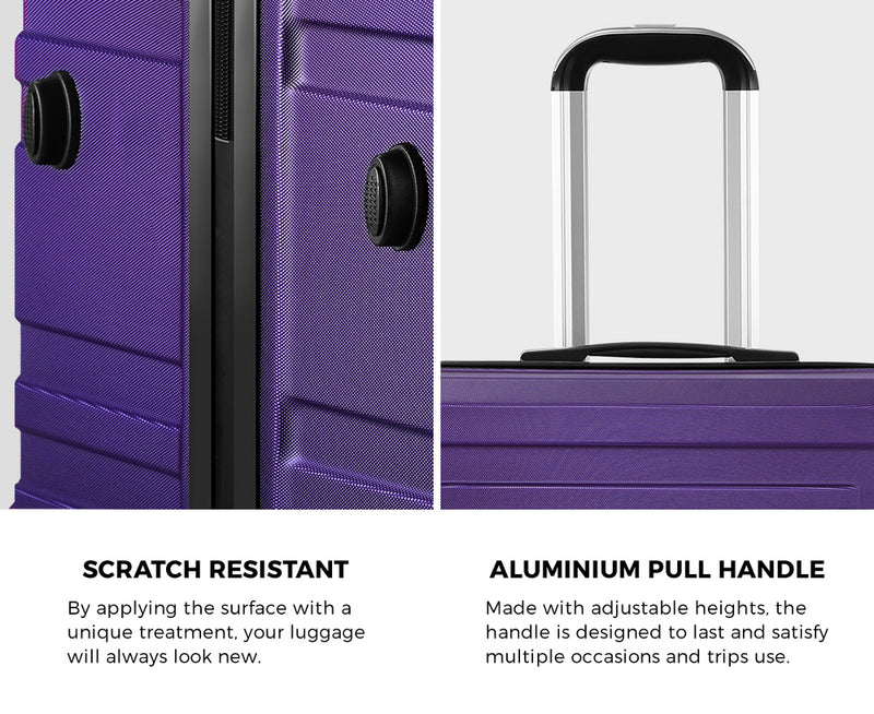 Mazam 3PCS Luggage Suitcase Trolley Set Travel TSA Lock Purple