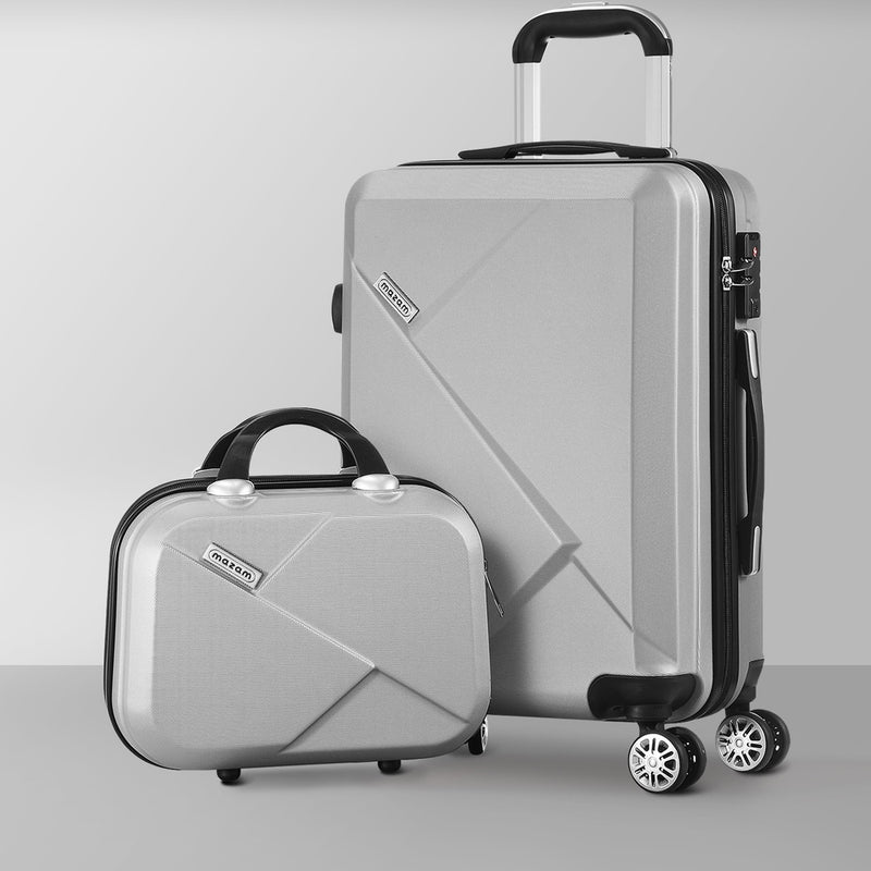 Mazam 2PCS Luggage Set TSA Lock Hard Case Silver