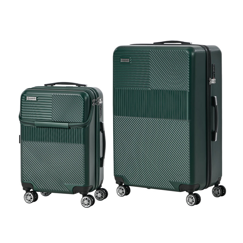 Mazam 2PCS Luggage Suitcase Trolley TSA Lock Carry On Hard Case Green