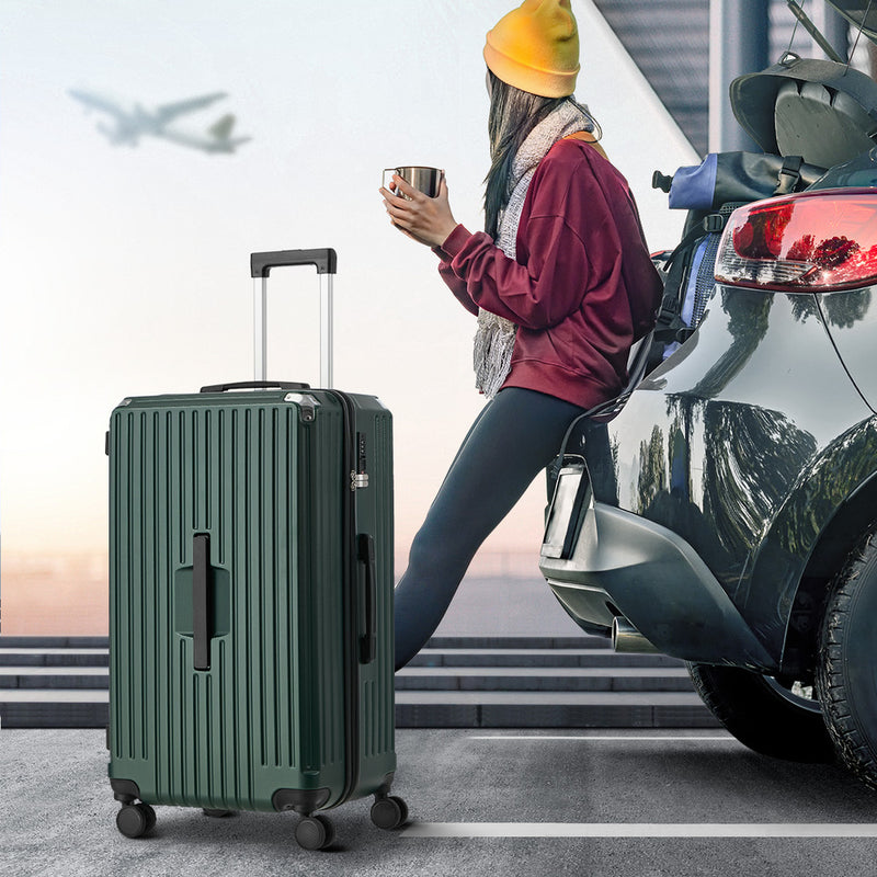 Mazam 28" Luggage Suitcase TSA Lock Hard Shell Case Cup Holder Green