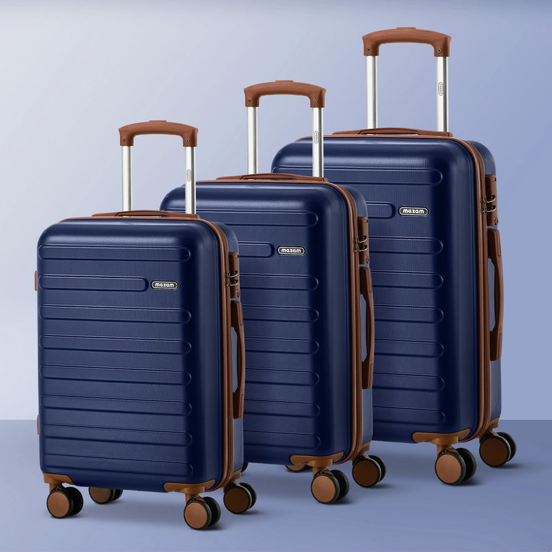 Mazam 3PCS Luggage Suitcase Set Travel TSA Lock Hard Shell Case Navy