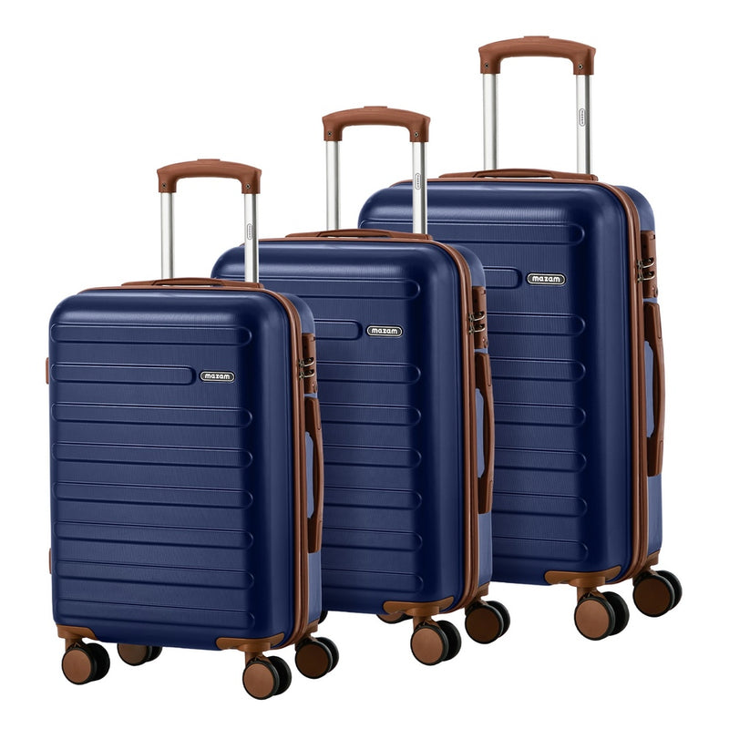 Mazam 3PCS Luggage Suitcase Set Travel TSA Lock Hard Shell Case Navy