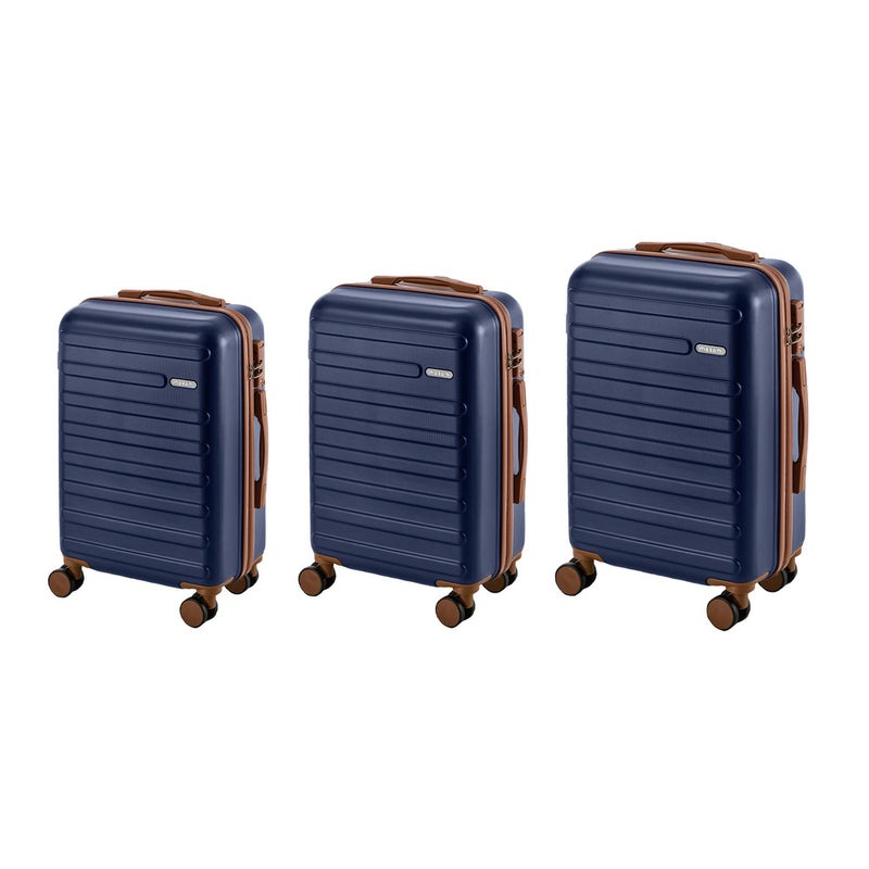 Mazam 3PCS Luggage Suitcase Set Travel TSA Lock Hard Shell Case Navy