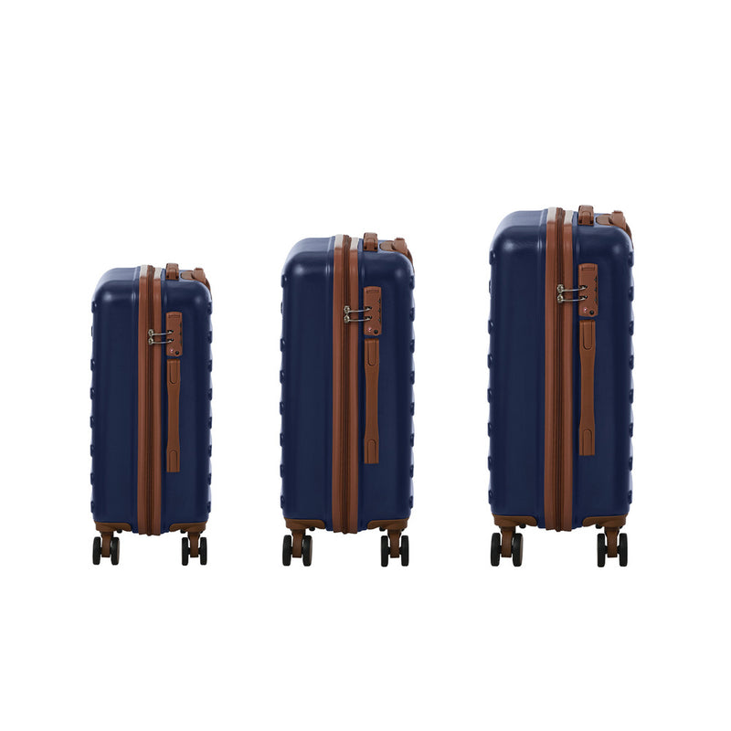 Mazam 3PCS Luggage Suitcase Set Travel TSA Lock Hard Shell Case Navy