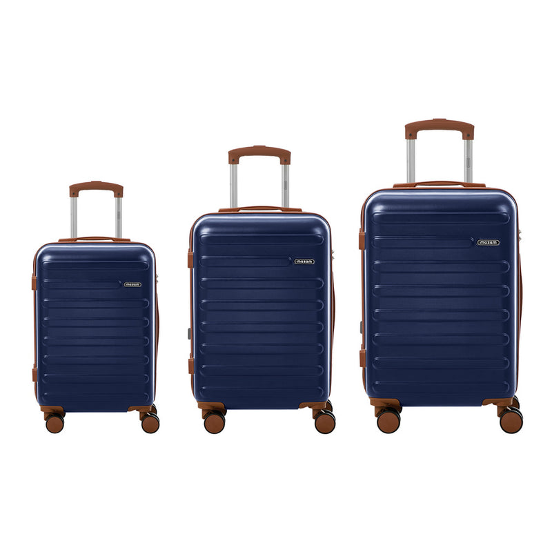 Mazam 3PCS Luggage Suitcase Set Travel TSA Lock Hard Shell Case Navy