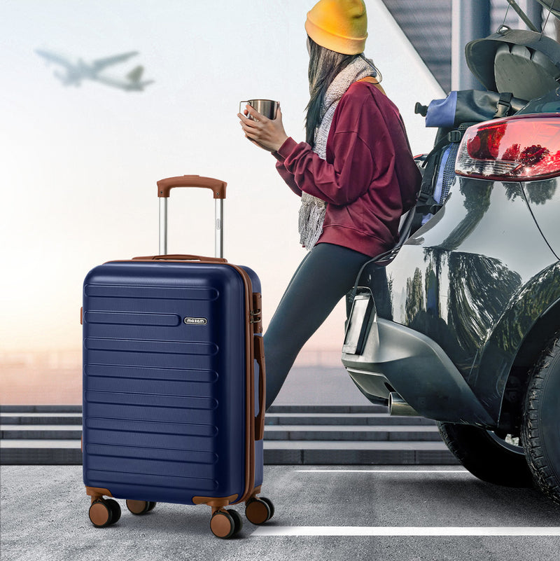 Mazam 3PCS Luggage Suitcase Set Travel TSA Lock Hard Shell Case Navy