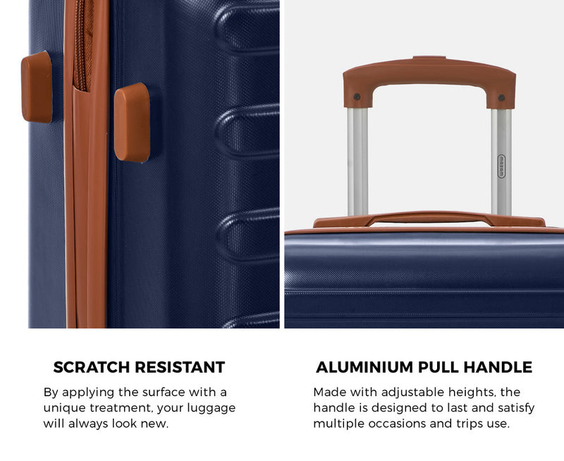 Mazam 3PCS Luggage Suitcase Set Travel TSA Lock Hard Shell Case Navy