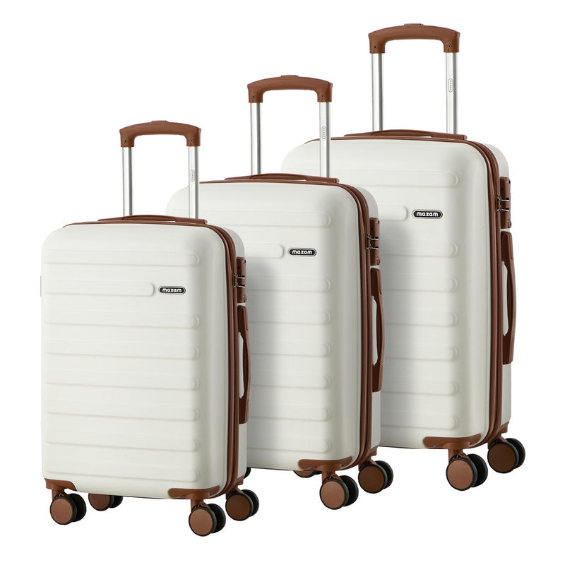 Mazam 3PCS Luggage Suitcase Set Travel TSA Lock Hard Shell Case White
