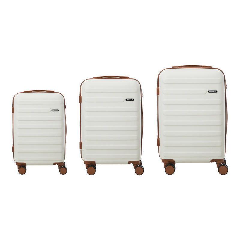 Mazam 3PCS Luggage Suitcase Set Travel TSA Lock Hard Shell Case White