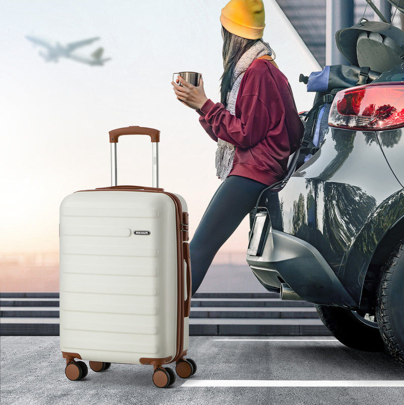 Mazam 3PCS Luggage Suitcase Set Travel TSA Lock Hard Shell Case White