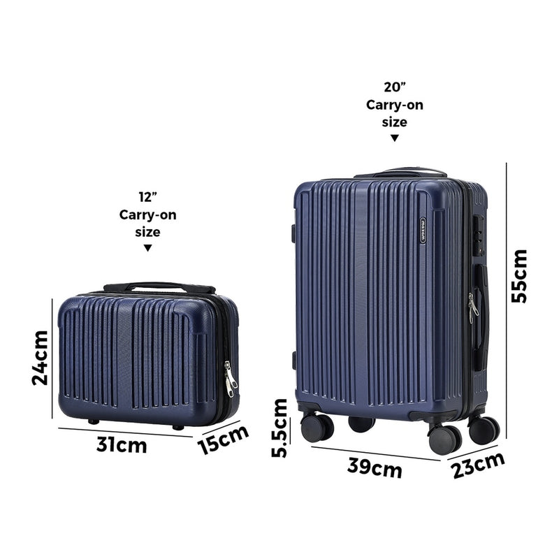 Mazam 2PCS Luggage Suitcase Trolley Set Carry On TSA Hard Case Navy