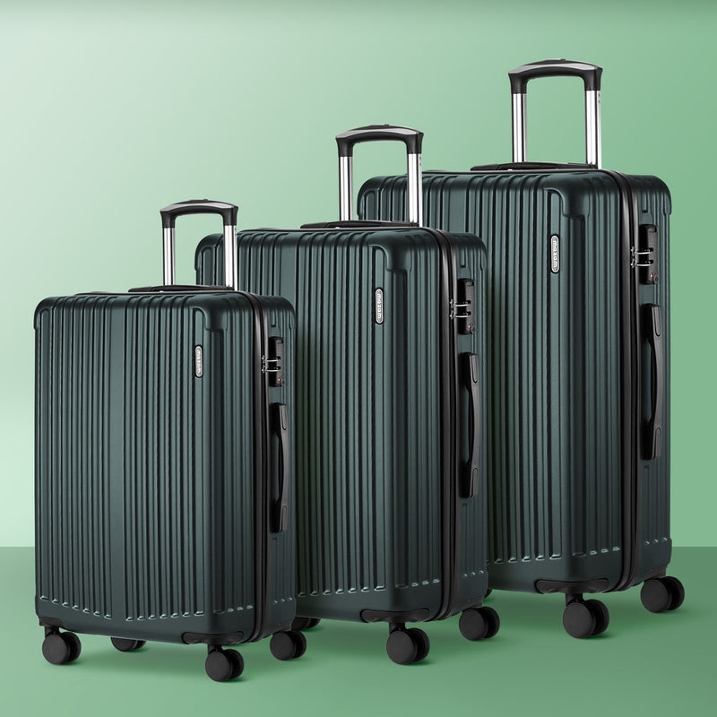 Mazam 3PCS Luggage Suitcase Set Travel TSA Lock Storage ABS Case Green