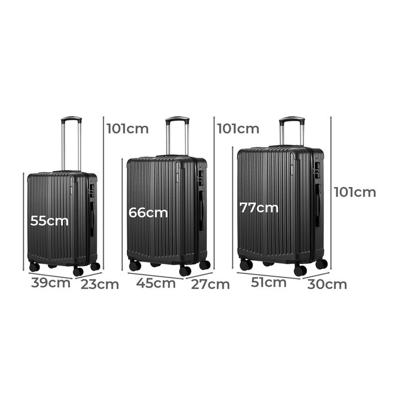 Mazam 3PCS Luggage Set Travel TSA Lock ABS Case Grey