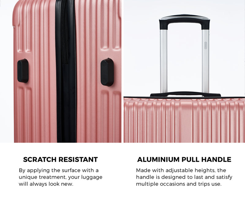 Mazam 3PCS Luggage Suitcase Trolley Set Travel TSA Lock ABS Case Pink