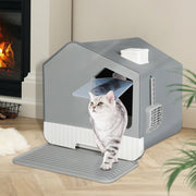 PaWz Fully Enclosed Cat Litter Box Mat Grey-1954802566021910534