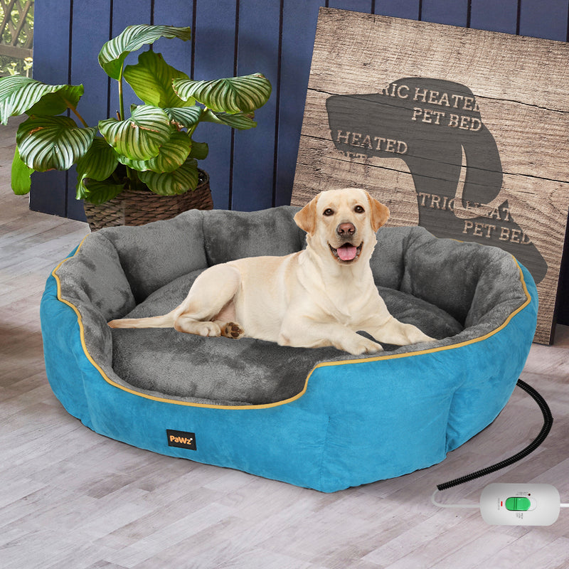 PaWz Electric Pet Heater Bed Heated L Blue Large-1954802542928072710