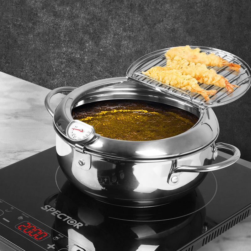 TOQUE 24cm Japanese Deep Frying Pan Silver-1954802792858259462