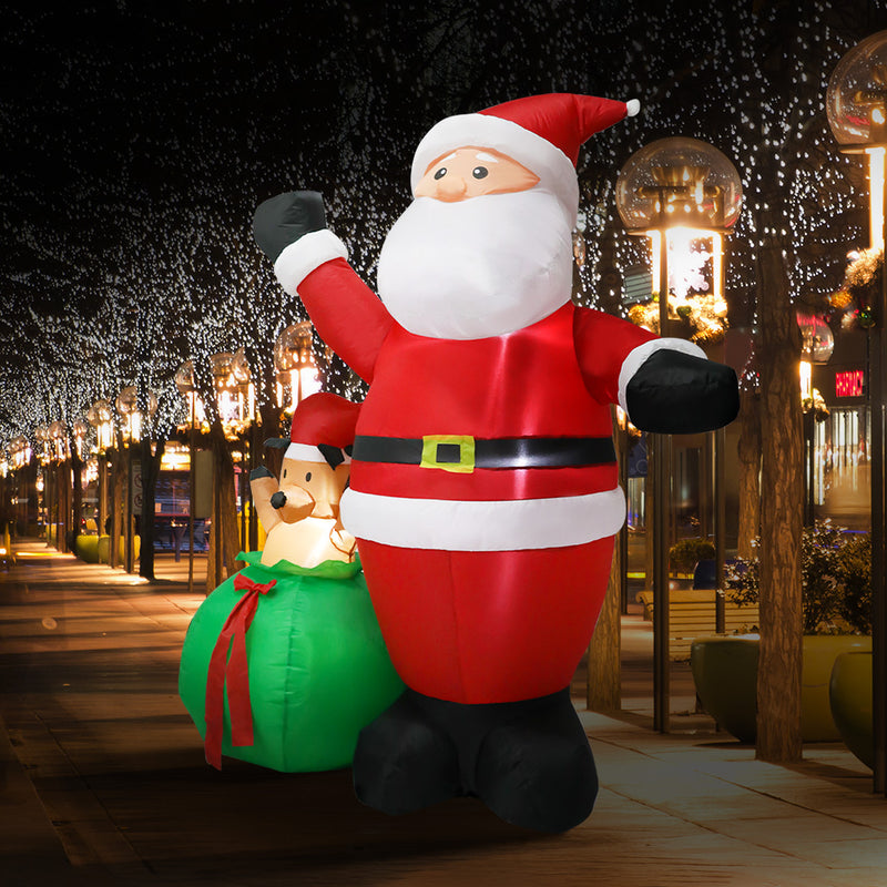 Santaco Christmas Inflatable Outdoor Santa Claus Elk 2.2M Xmas Decoration Light-1952534168298721286