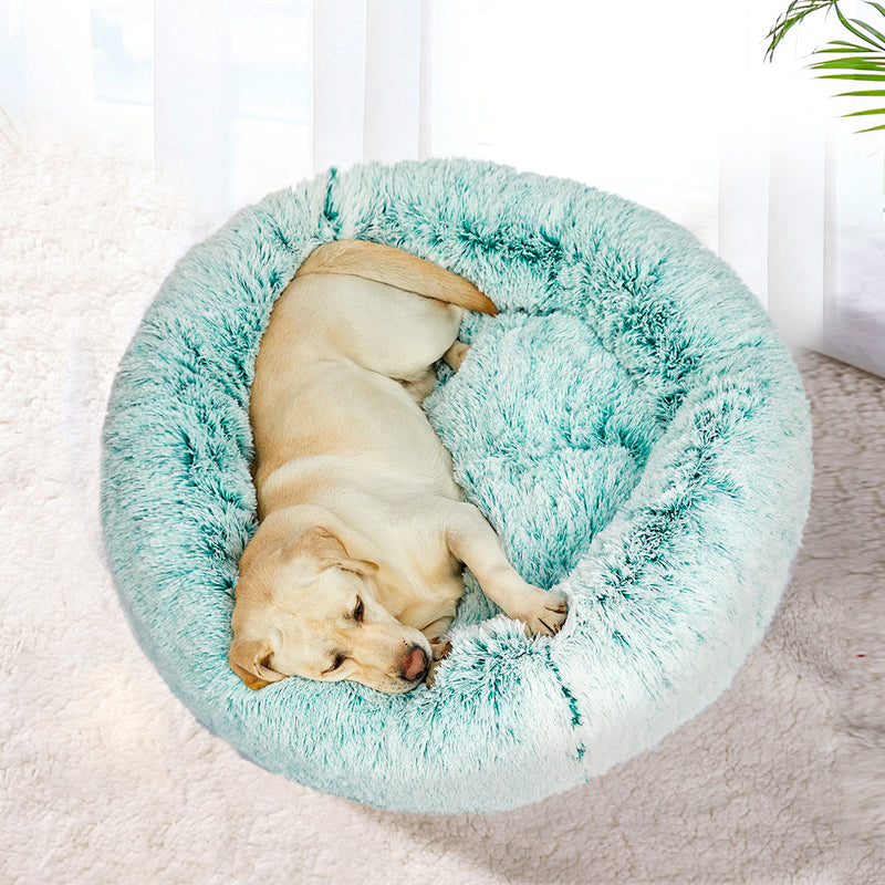 PaWz Pet Bed Cat Dog Donut Nest Calming L Teal Large-1954802518093598726