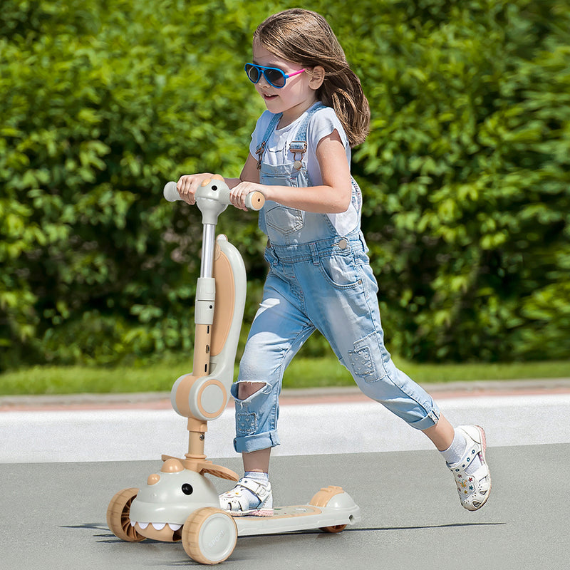 BoPeep Foldable Kids Scooter Flip-able Seat Beige-1954802362019352583