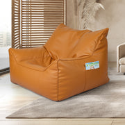 Marlow Bean Bag Chair Cover PU Indoor Brown-1966287382777040902