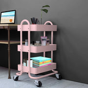 Levede 3 Tiers Kitchen Trolley Cart Pink-1954802728702185478