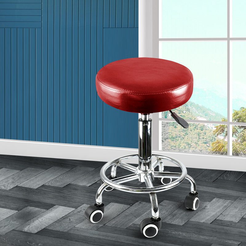 Levede Salon Stool Swivel Barber Stools Red-1954802612465438726