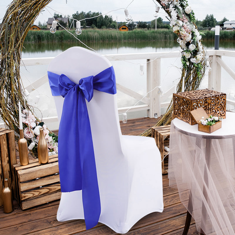 Multicoloured Chair Sashes Fabric Covers Navy-1954802695449743366