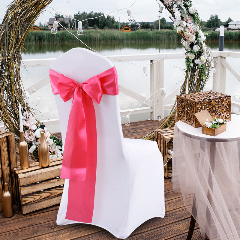 50x Satin Chair Sashes Cloth Cover Wedding Mauve-1954802695252611078