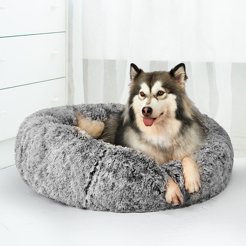 PaWz Pet Bed Cat Dog Donut Nest Calming M Charcoal Medium-1954802518781464583