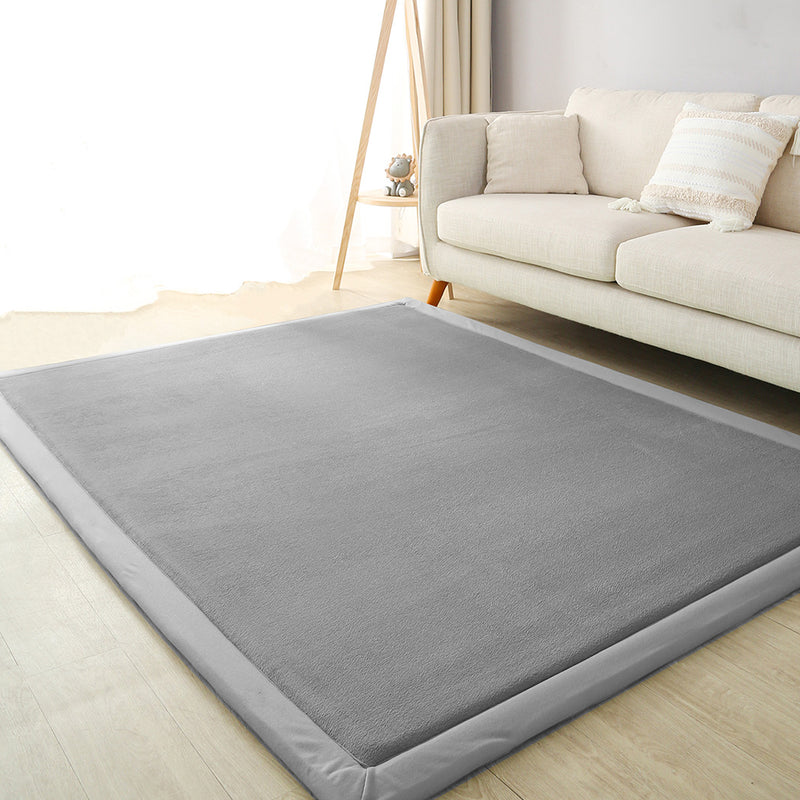 Marlow Coral Velvet Area Rugs Large Mat 150x200cm Grey-1954802461982199815