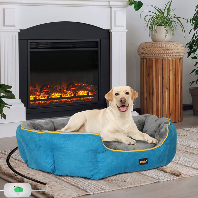 PaWz Electric Pet Heater Bed Heated L Blue Large-1954802542928072711