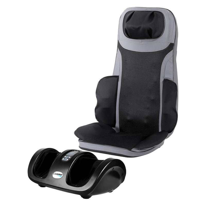 Livemor Full Back Massage Seat Cushion Heating With Kneading Foot Massagers
