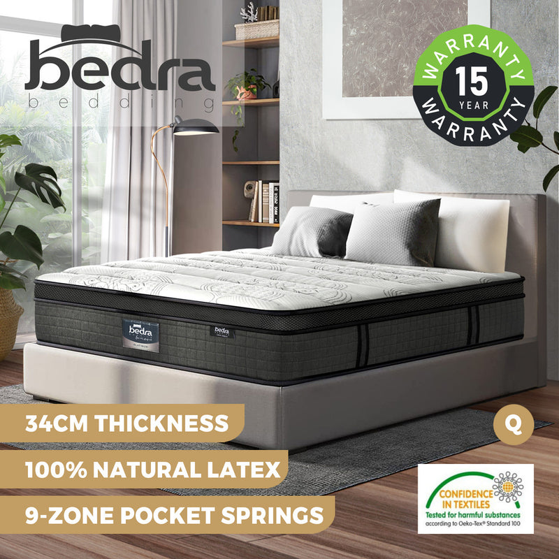 Bedra Latex Foam Queen Mattress 9 Zone Pocket Spring 34cm